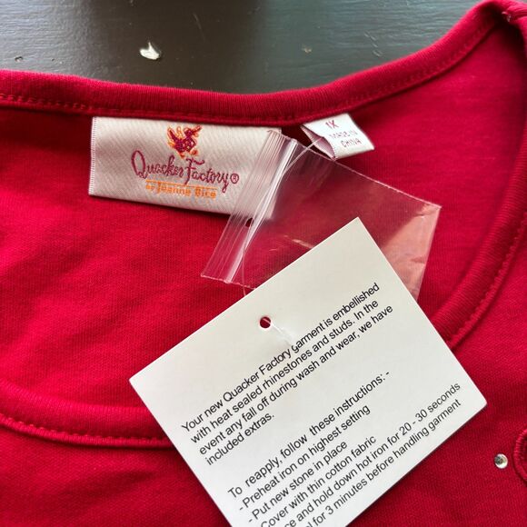 Quacker Factory Hear Cut Out Rhinestone 3/4 Sleeve Blouse Top NWT Plus Size 1X - Picture 12 of 14